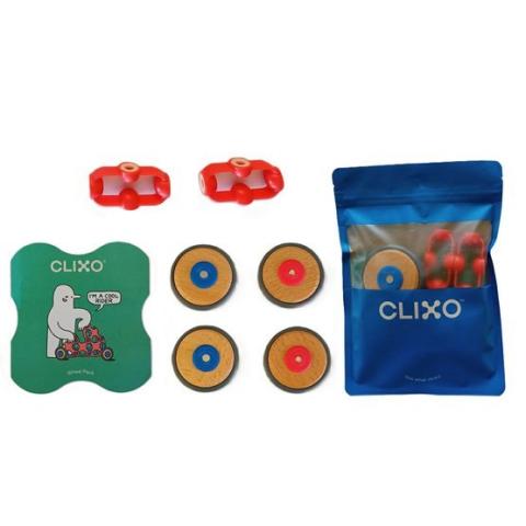 Magnetická stavebnice CLIXO 4 kola, 2 spojky